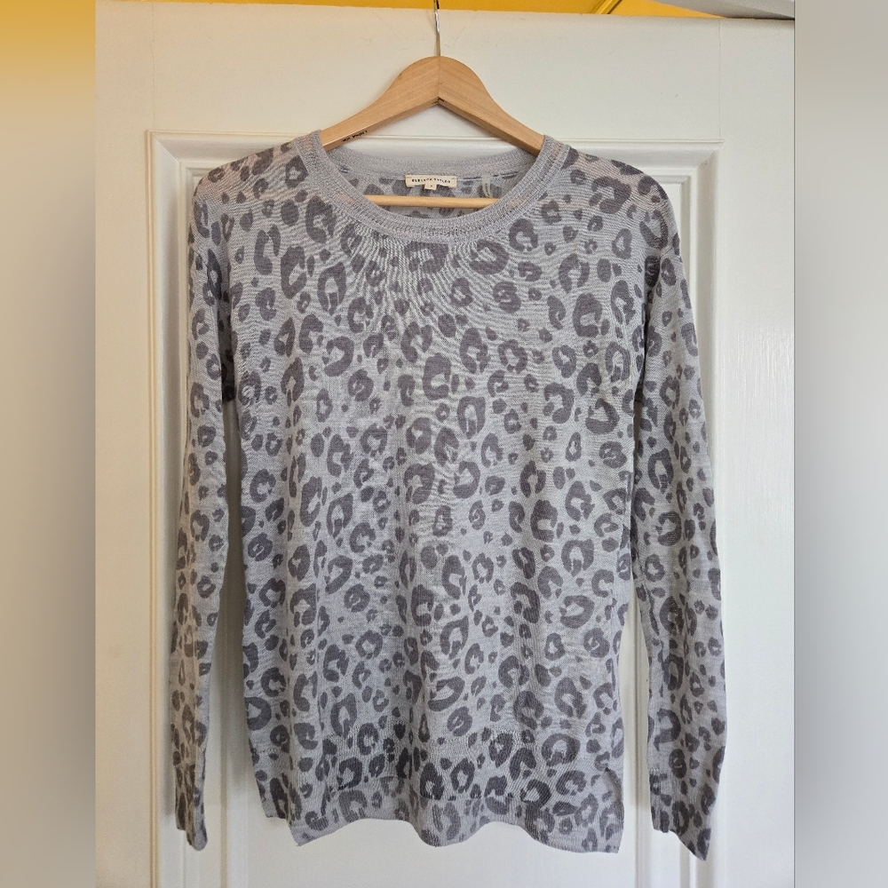 Rebecca Taylor Lightweight Wool Blend Leopard Print Sweater